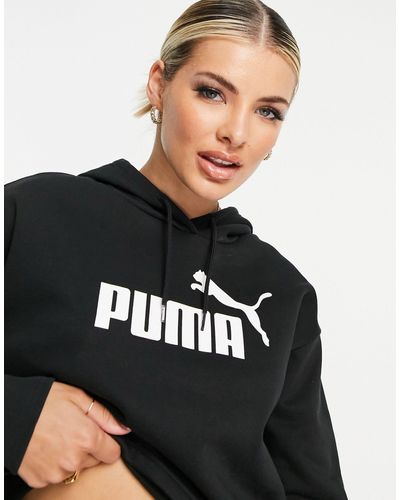 PUMA Essentials Cropped Logo Hoodie - Black
