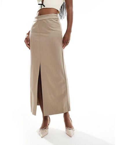 NA-KD Tailored Midi Skirt - Natural