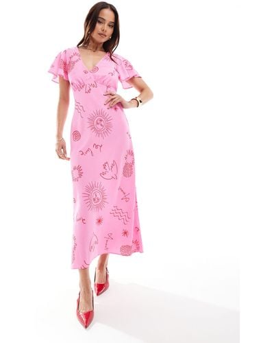 New Look V Neck Midaxi Dress - Pink