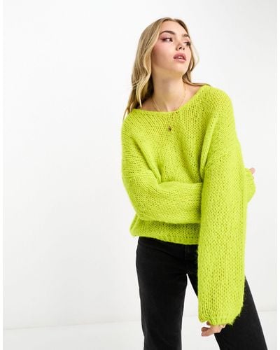 Vero Moda V Neck Textured Knit Sweater - Yellow