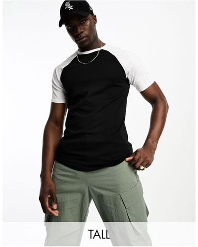 Threadbare Tall - T-shirt Met Raglanmouwen - Zwart