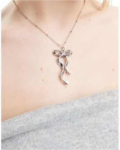 ASOS Necklace With Bow Charm - Natural