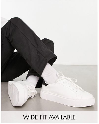 ASOS Sneakers stringate con suola spessa bianche - Nero