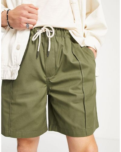Pull&Bear Pleated Chino Shorts - Green