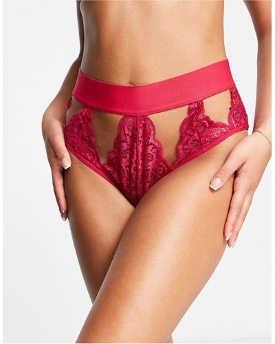 Tutti Rouge Victoria Lace High Waist Brazilian Brief With Cutout Detail - Pink