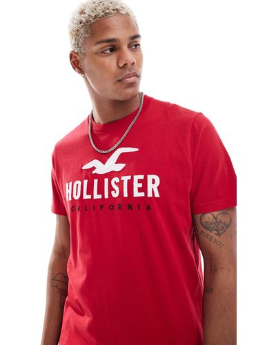 Hollister Camiseta roja con logo tech - Rojo
