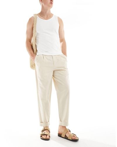 SELECTED Relaxed Fit Crop Trousers - Natural