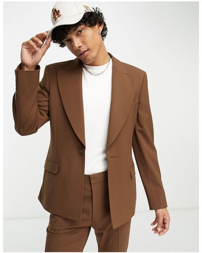 ASOS Suit Jacket With exaggerated Lapel - Brown