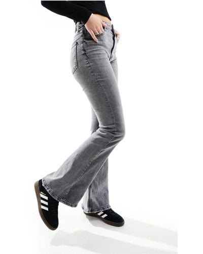 Bershka High Waisted Flared Jeans - Gray