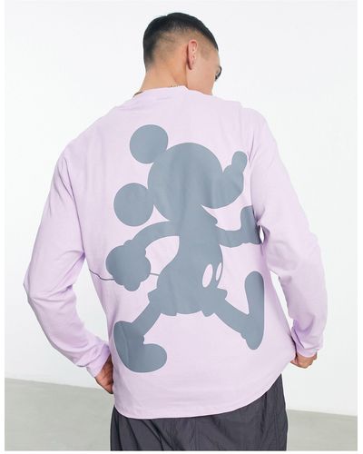 ASOS Disney - t-shirt à manches longues et imprimé mickey mouse - Violet