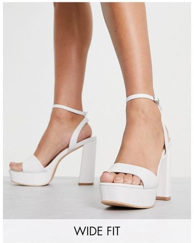 Glamorous Espadrille Platform Heel Sandals - White