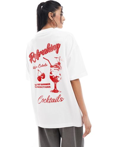 ASOS T-shirt oversize avec imprimé boisson graphique - Blanc