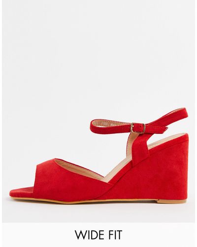 Simply Be Simply Be Extra Wide Fit Peach Heeled Sandals - Red