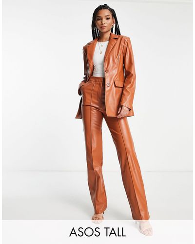 ASOS Asos design tall - blazer ajusté en similicuir - rouille - Orange