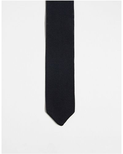 River Island Knitted Pointed Tip Tie - Black