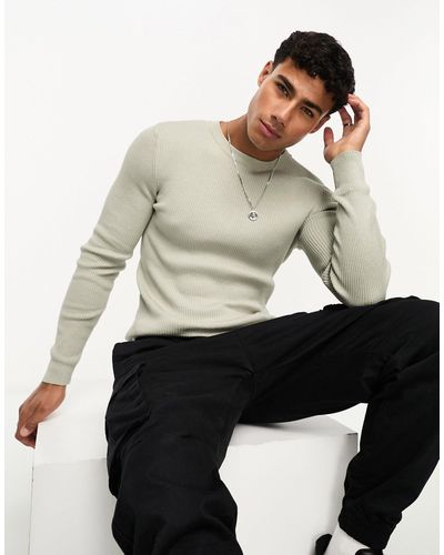 ASOS Muscle Fit Knitted Essential Rib Jumper - White