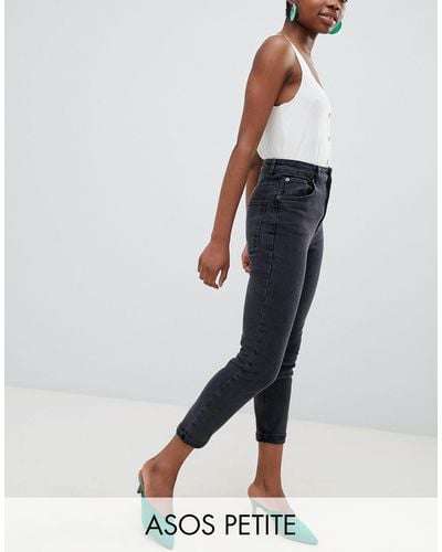 ASOS Asos Design Petite - Farleigh - 'smalle' Mom Jeans Met Hoge Taille - Zwart