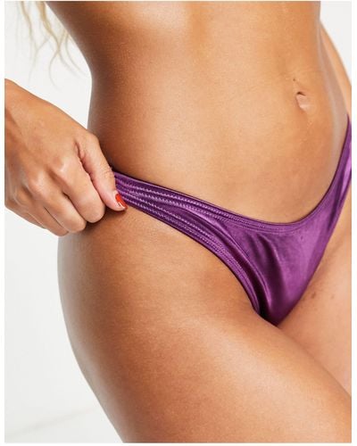 South Beach Scoop High Leg Bikini Bottom - Purple