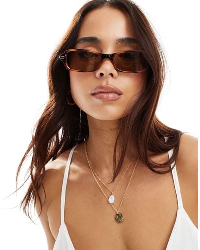 Le Specs Bamboozler Rectangle Sunglasses - Brown