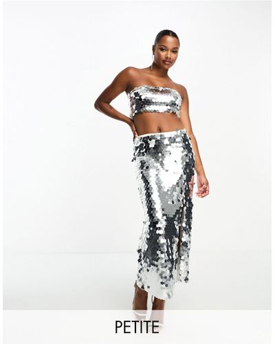 Collective The Label Disc Sequin Midi Skirt Co-ord - White