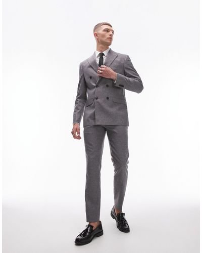 TOPMAN Skinny Textured Suit Trousers - White