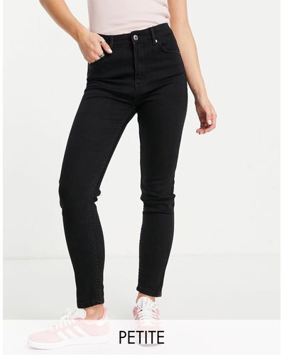 Bershka Petite – skinny-jeans mit hohem bund - Schwarz