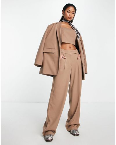 Something New X naomi anwer - pantalon d'ensemble large et ajusté - beige - Neutre
