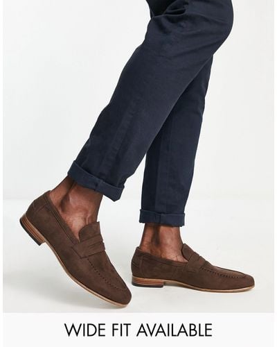 ASOS – loafer aus em wildlederimitat mit sohle aus naturmaterial - Braun