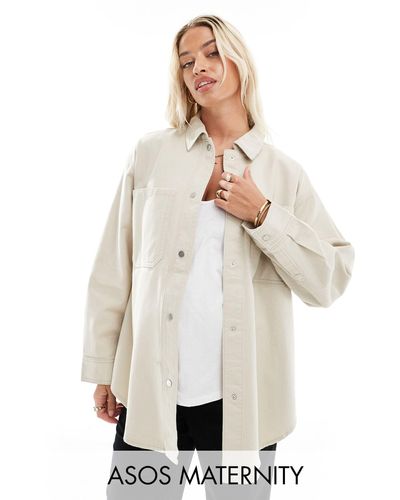 ASOS Asos Design Maternity Oversized Twill Jacket - White