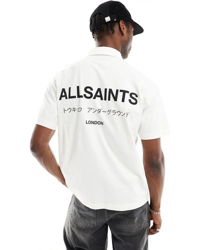 AllSaints – underground – kurzärmliges polohemd - Weiß