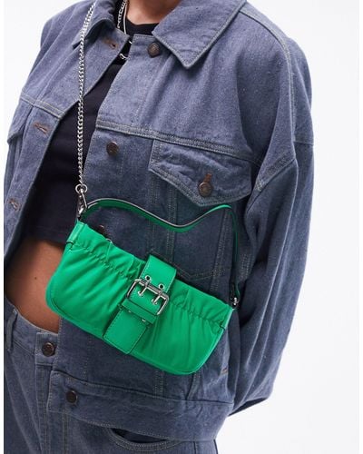 TOPSHOP Chloe Nylon Buckle Mini Crossbody Bag - Blue