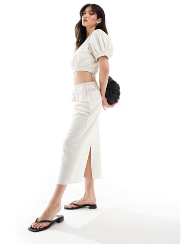Vila Cotton Maxi Skirt Co-ord - White