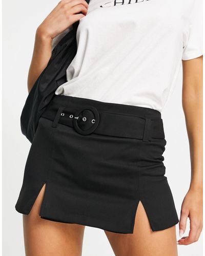 Pimkie Mini jupe-short à ceinture et détail fendu - Noir