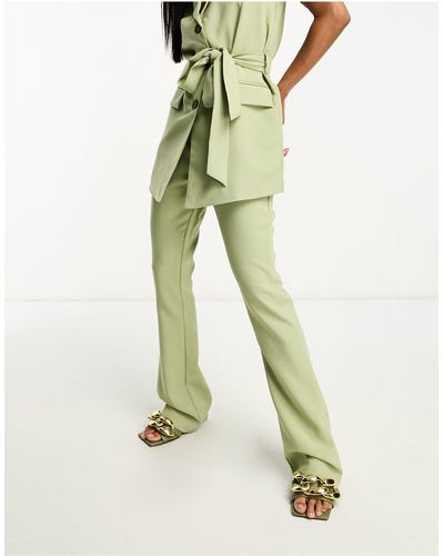 In The Style Tailored Flared Pants Co-ord - Green