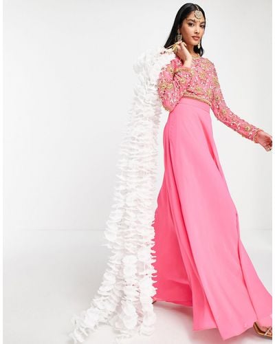ASOS Soft Maxi Lehenga Skirt - Pink