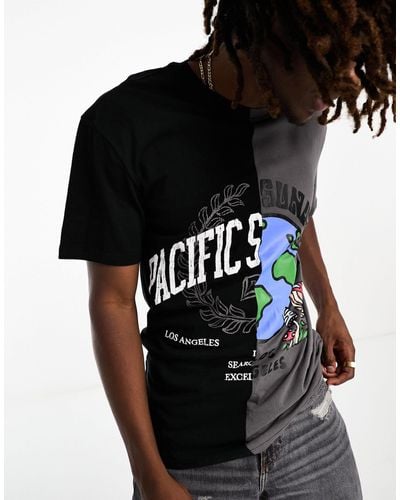PacSun Copy And Paste - Gespleten T-shirt - Zwart