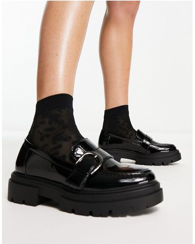 Glamorous Exclusive Chunky Buckle Loafers - Black