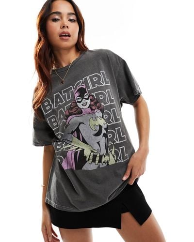 Miss Selfridge Halloween Batgirl Licensing Oversized T-shirt - Grey