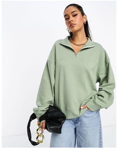ASOS Half Zip Sweatshirt - Green
