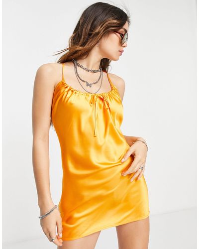 Reclaimed (vintage) Inspired - vestito corto con spalline sottili arancione