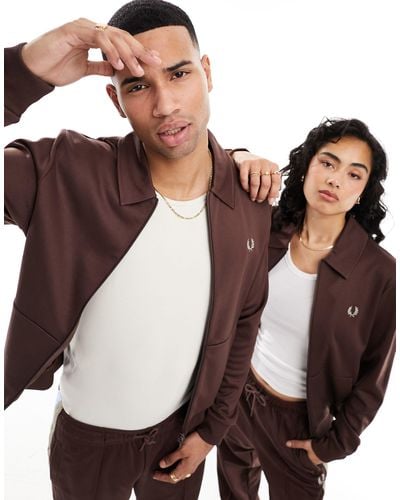 Fred Perry F Perry Unisex Co-ord Taped Track Jacket - Brown