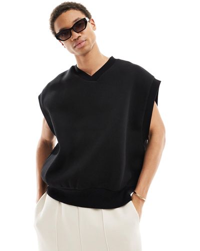 ASOS – ärmelloses oversized-sweatshirt aus scuba-material - Schwarz