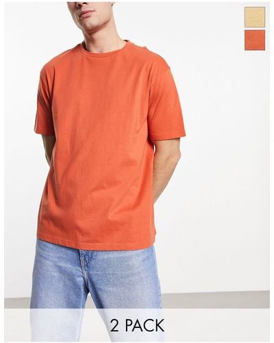 Another Influence – 2er-pack kastige t-shirts - Orange