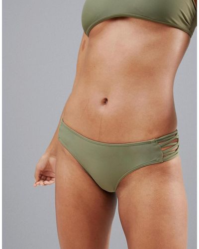 Hollister Bikini Bottom With Strappy Sides In Olive - Green