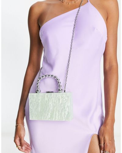 ASOS Marble Resin Clutch Bag With Beaded Grab Handle - Purple