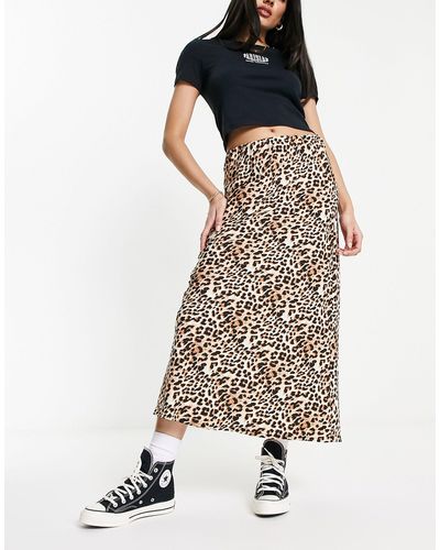 New Look Animal Print Midi Skirt - Black