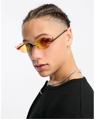 ASOS Rimless Fashion Sunglasses With Flame Design - Red