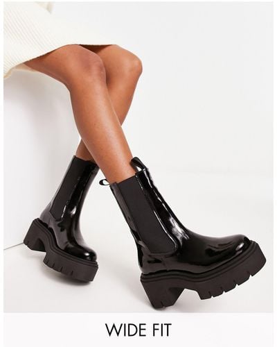 & Other Stories Patent Leather Chunky Heeled Boots - Black