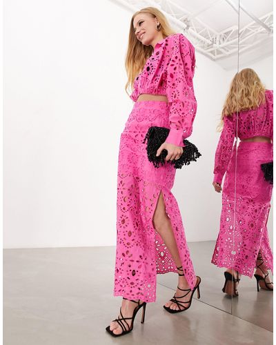 ASOS Gonna midi a colonna - Rosa