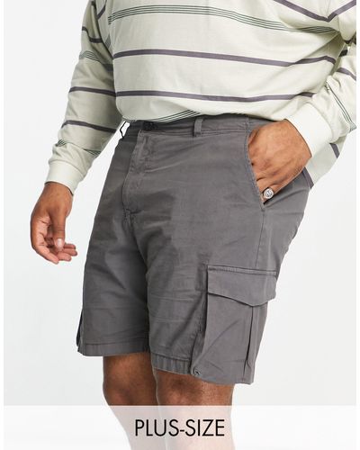 River Island Big & Tall Pocket Cargo Shorts - Gray